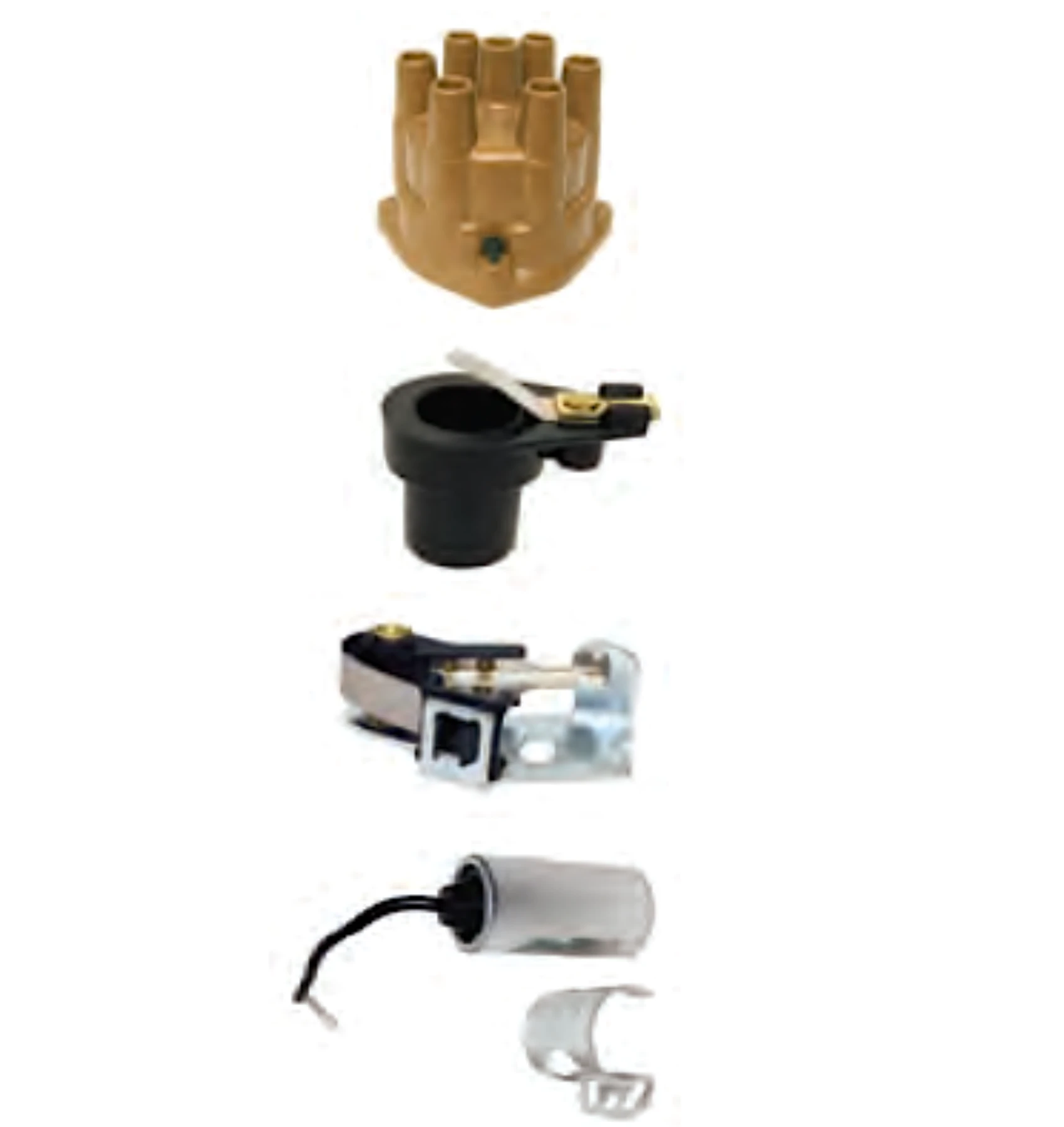 Fördelarlock, rotor, brytarspetsar och kondensator OMC Raka 6:or