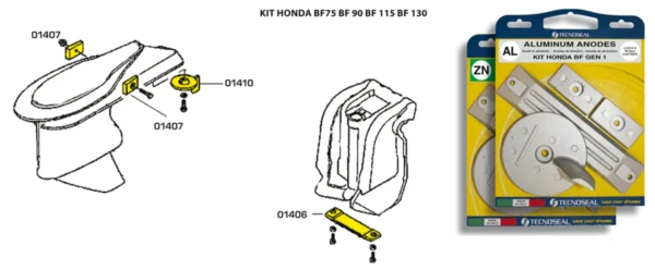 Anodkit för Honda BF75, BF90, BF115, BF130 Aluminium - Bild 2