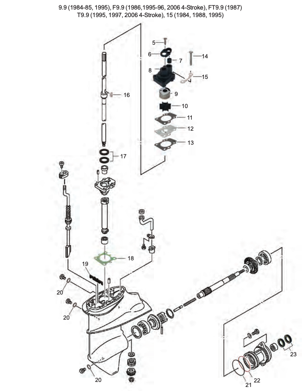 Yamaha 9.9-15hk 1986 -> Växelhus