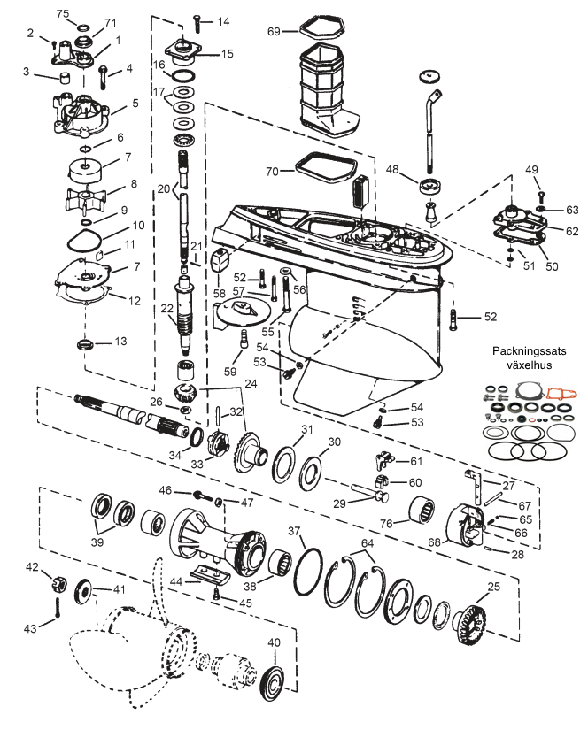 Evinrude/Johnson V4 90° Växelhus