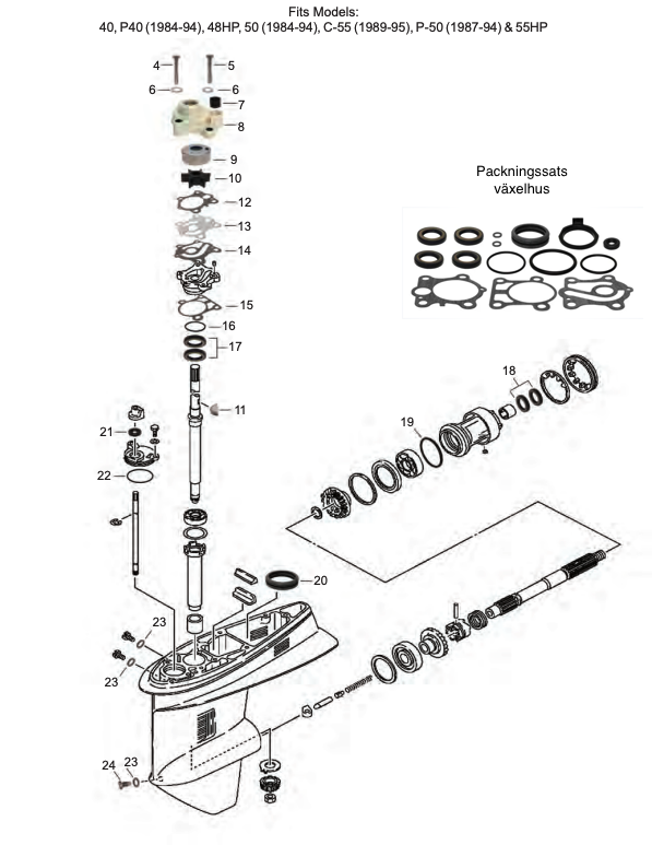 Yamaha 30-60hk 2-takt Växelhus