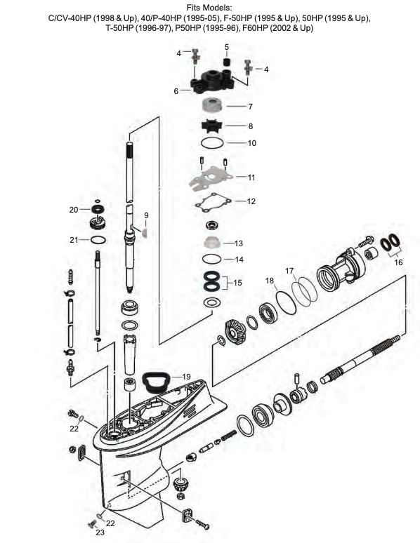 Yamaha 40/50/60hk Växelhus