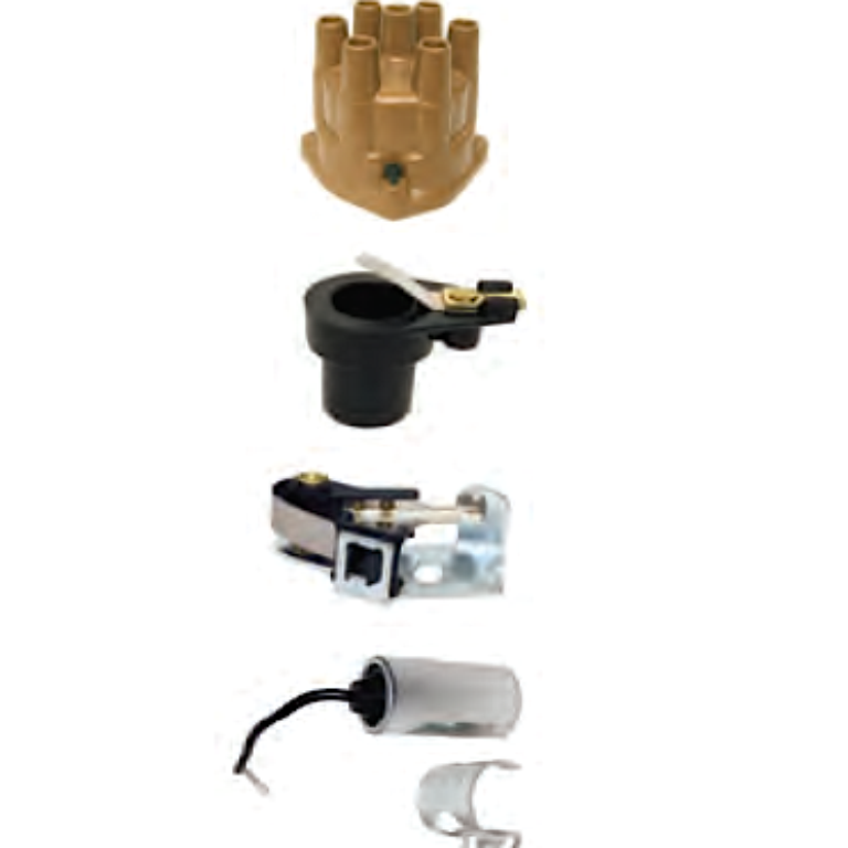 Fördelarlock, rotor, brytarspetsar och kondensator